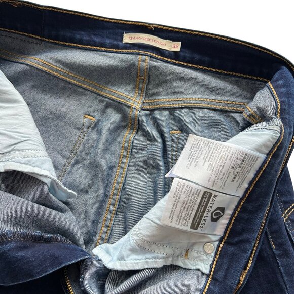 Deep Blue Denim 724 High Raise Straight Levis Size 32, 14. - Picture 9 of 11
